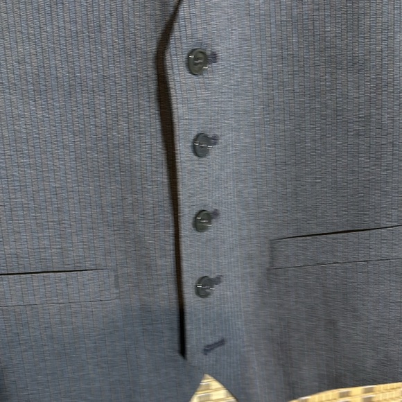 Vintage Men's Two Tone Blue Gray Pinstripe Career Suit Vest No Tags - Picture 5 of 13